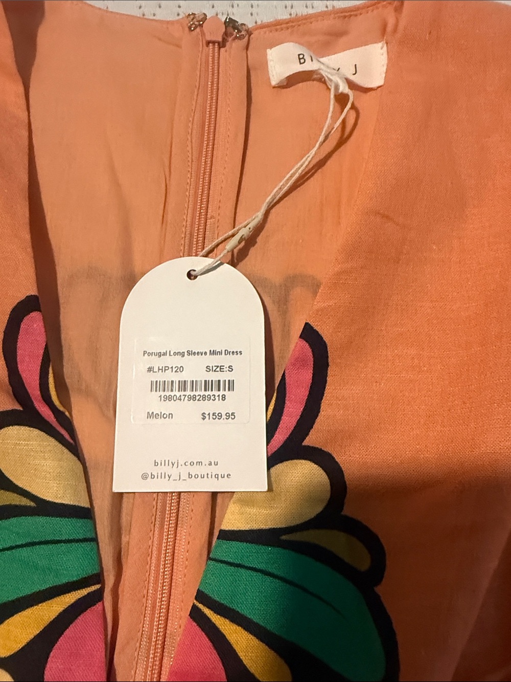 Billy J Orange Floral-Print Long Sleeve Dress - Picture 3 of 3